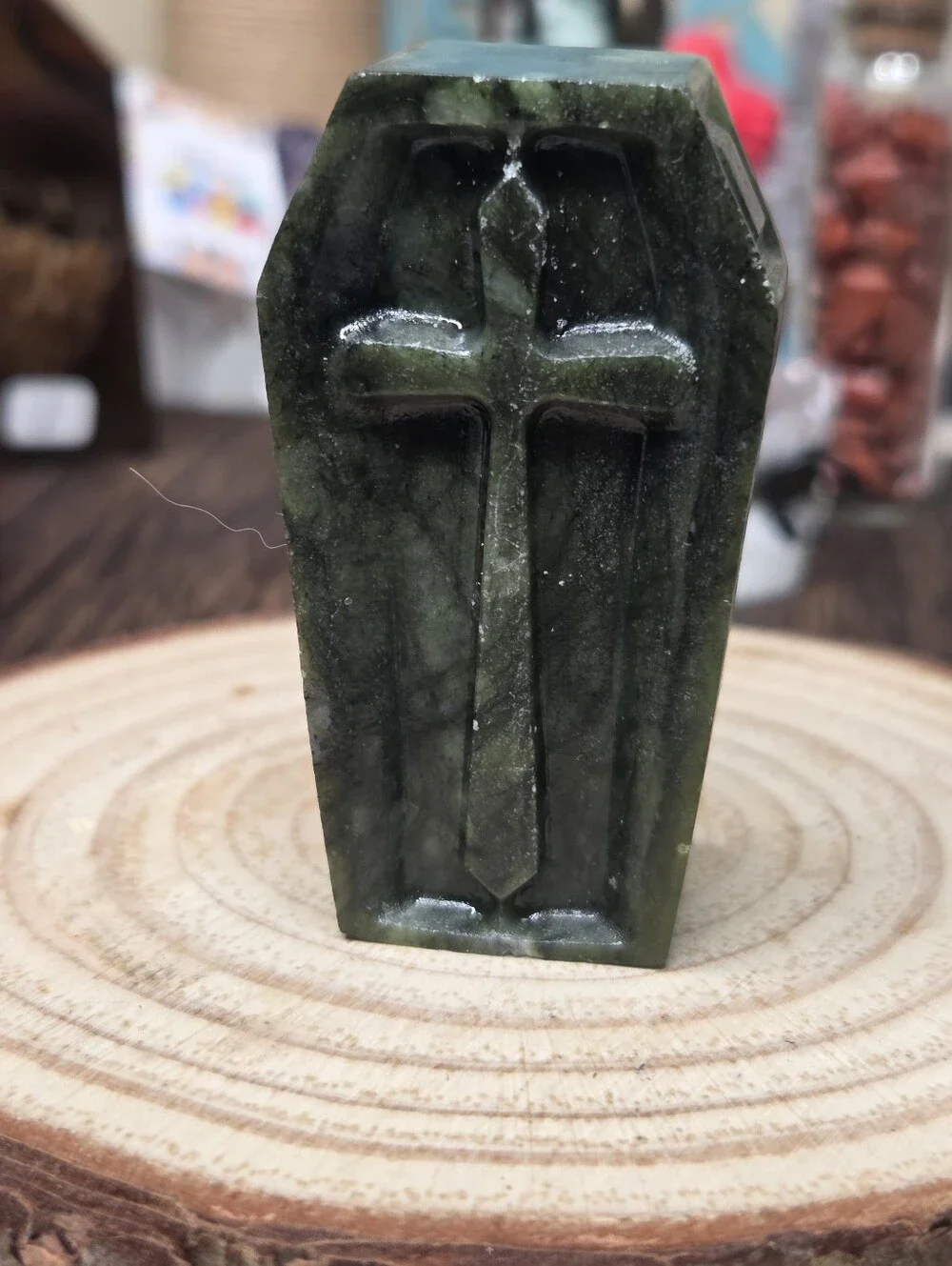 Jade Coffin With Skulls ( Good Luck ) 3.2 In